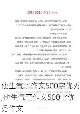 他生气了作文500字优秀,他生气了作文500字优秀作文