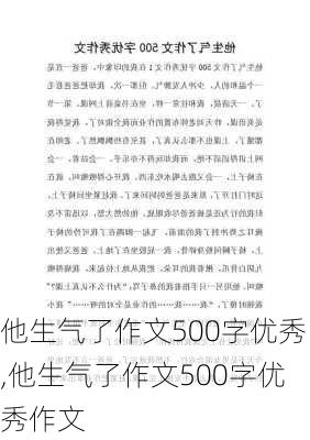 他生气了作文500字优秀,他生气了作文500字优秀作文