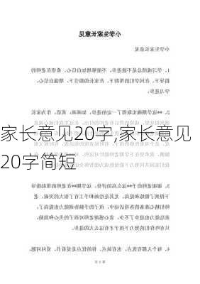 家长意见20字,家长意见20字简短