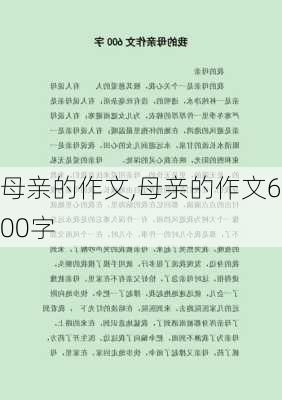 母亲的作文,母亲的作文600字