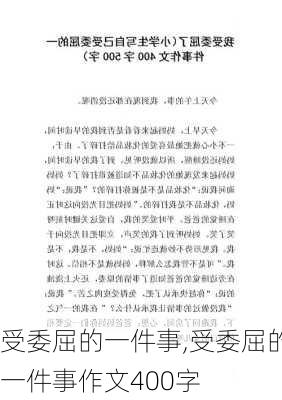 受委屈的一件事,受委屈的一件事作文400字