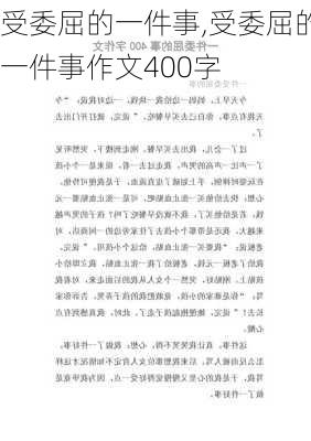 受委屈的一件事,受委屈的一件事作文400字