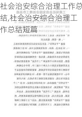 社会治安综合治理工作总结,社会治安综合治理工作总结短篇