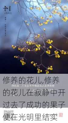 修养的花儿,修养的花儿在寂静中开过去了成功的果子便在光明里结实