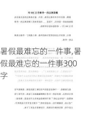 暑假最难忘的一件事,暑假最难忘的一件事300字