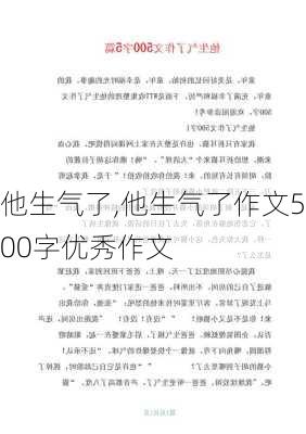 他生气了,他生气了作文500字优秀作文