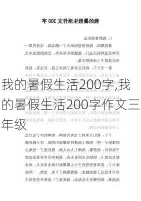 我的暑假生活200字,我的暑假生活200字作文三年级