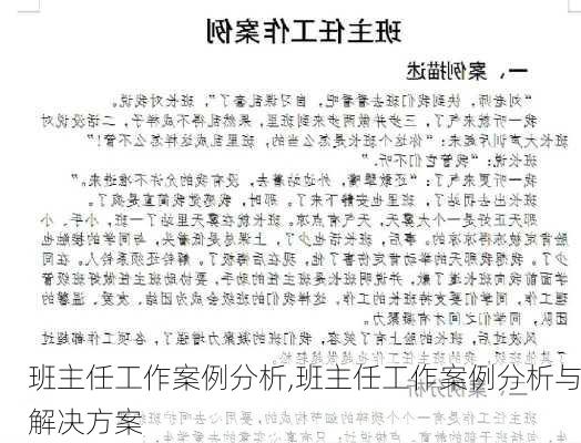 班主任工作案例分析,班主任工作案例分析与解决方案