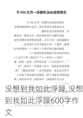 没想到我如此浮躁,没想到我如此浮躁600字作文