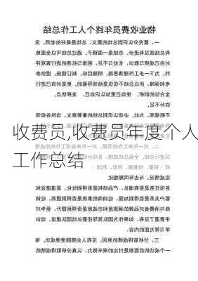 收费员,收费员年度个人工作总结