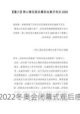 2022冬奥会闭幕式观后感,