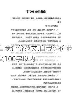 自我评价范文,自我评价范文100字以内