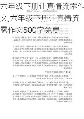 六年级下册让真情流露作文,六年级下册让真情流露作文500字免费