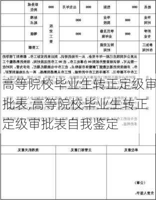 高等院校毕业生转正定级审批表,高等院校毕业生转正定级审批表自我鉴定