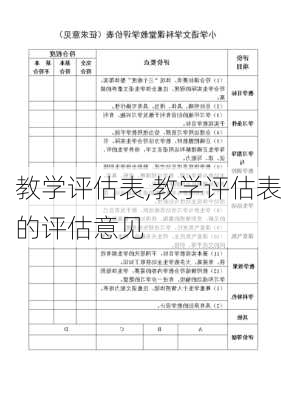 教学评估表,教学评估表的评估意见