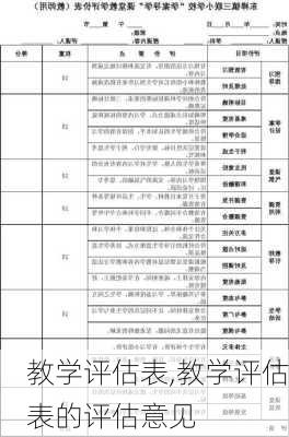 教学评估表,教学评估表的评估意见