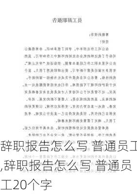 辞职报告怎么写 普通员工,辞职报告怎么写 普通员工20个字