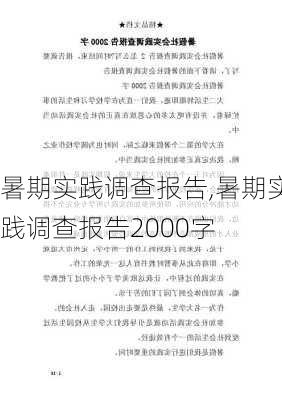 暑期实践调查报告,暑期实践调查报告2000字