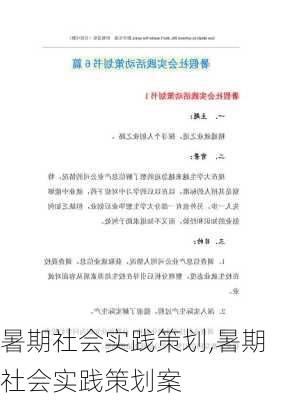 暑期社会实践策划,暑期社会实践策划案