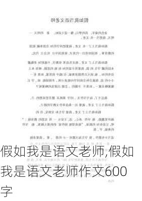 假如我是语文老师,假如我是语文老师作文600字