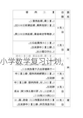 小学数学复习计划,