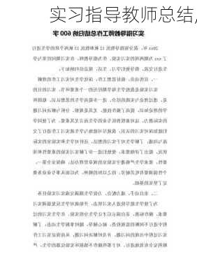 实习指导教师总结,