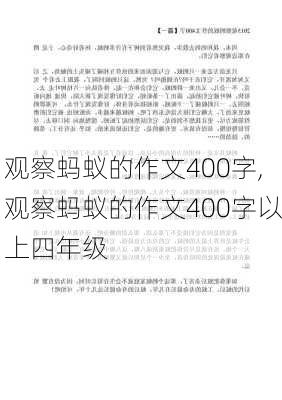 观察蚂蚁的作文400字,观察蚂蚁的作文400字以上四年级