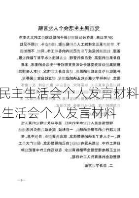 民主生活会个人发言材料,生活会个人发言材料