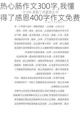 热心肠作文300字,我懂得了感恩400字作文免费