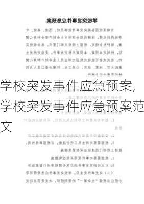 学校突发事件应急预案,学校突发事件应急预案范文