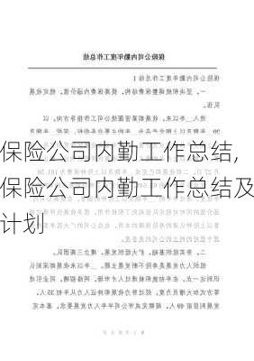 保险公司内勤工作总结,保险公司内勤工作总结及计划