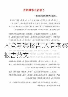 入党考察报告,入党考察报告范文