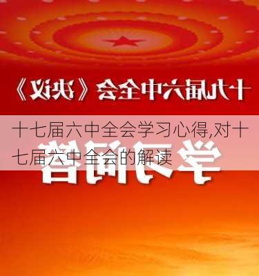 十七届六中全会学习心得,对十七届六中全会的解读