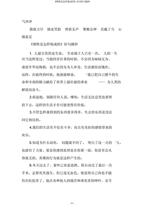 钢铁是怎样炼成的好词,钢铁是怎样炼成的好词好句