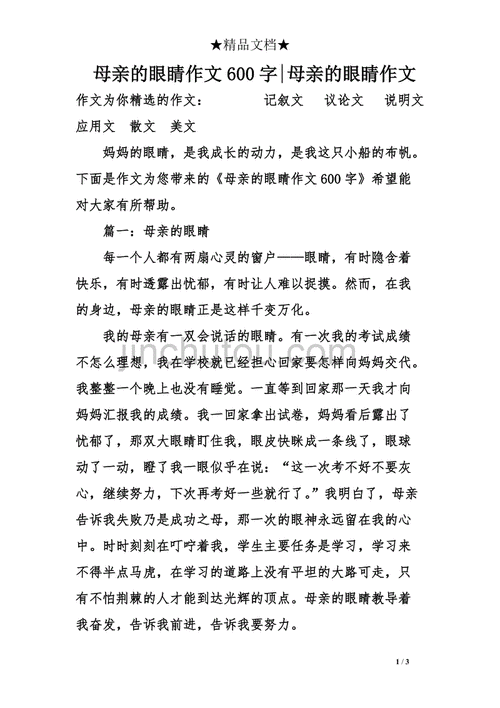 母亲的眼睛作文,母亲的眼睛作文600字