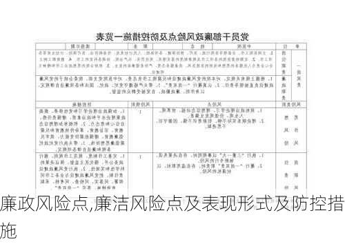 廉政风险点,廉洁风险点及表现形式及防控措施