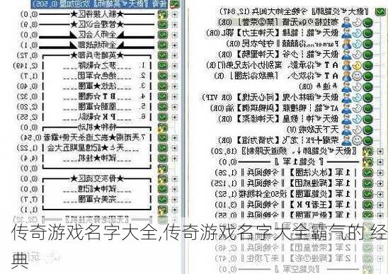 传奇游戏名字大全,传奇游戏名字大全霸气的 经典