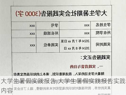 大学生暑假实践报告,大学生暑假实践报告实践内容