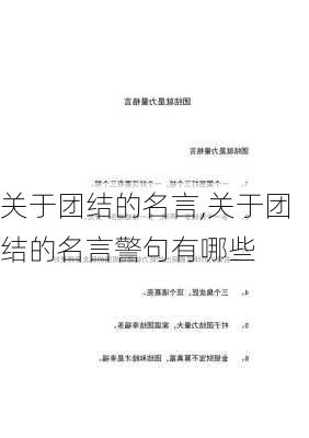 关于团结的名言,关于团结的名言警句有哪些