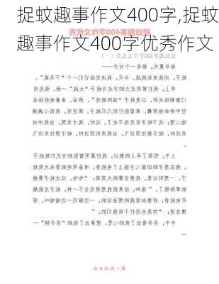 捉蚊趣事作文400字,捉蚊趣事作文400字优秀作文