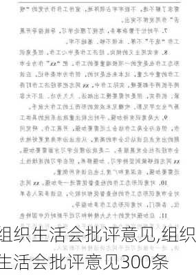 组织生活会批评意见,组织生活会批评意见300条