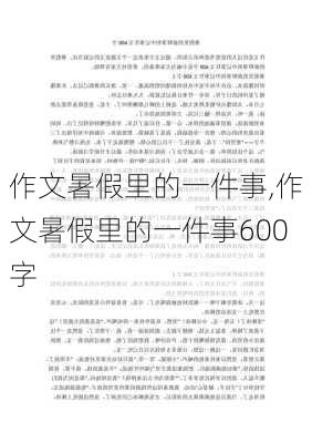 作文暑假里的一件事,作文暑假里的一件事600字