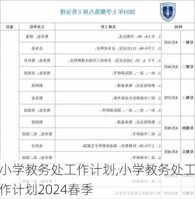 小学教务处工作计划,小学教务处工作计划2024春季