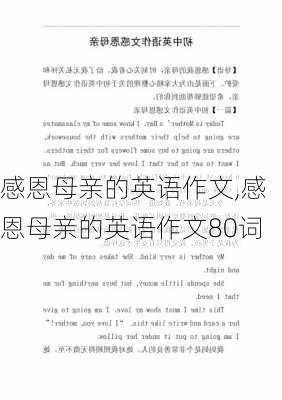 感恩母亲的英语作文,感恩母亲的英语作文80词